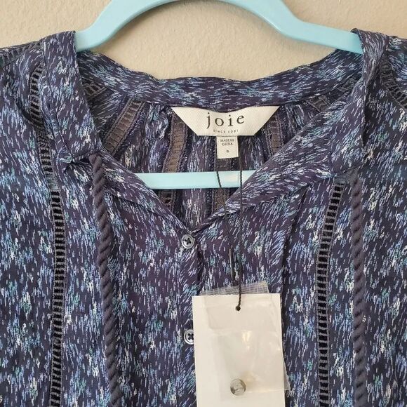 JOIE Dracha Printed Blue Long Sleeve Cotton Blouse Size Small - Picture 14 of 16